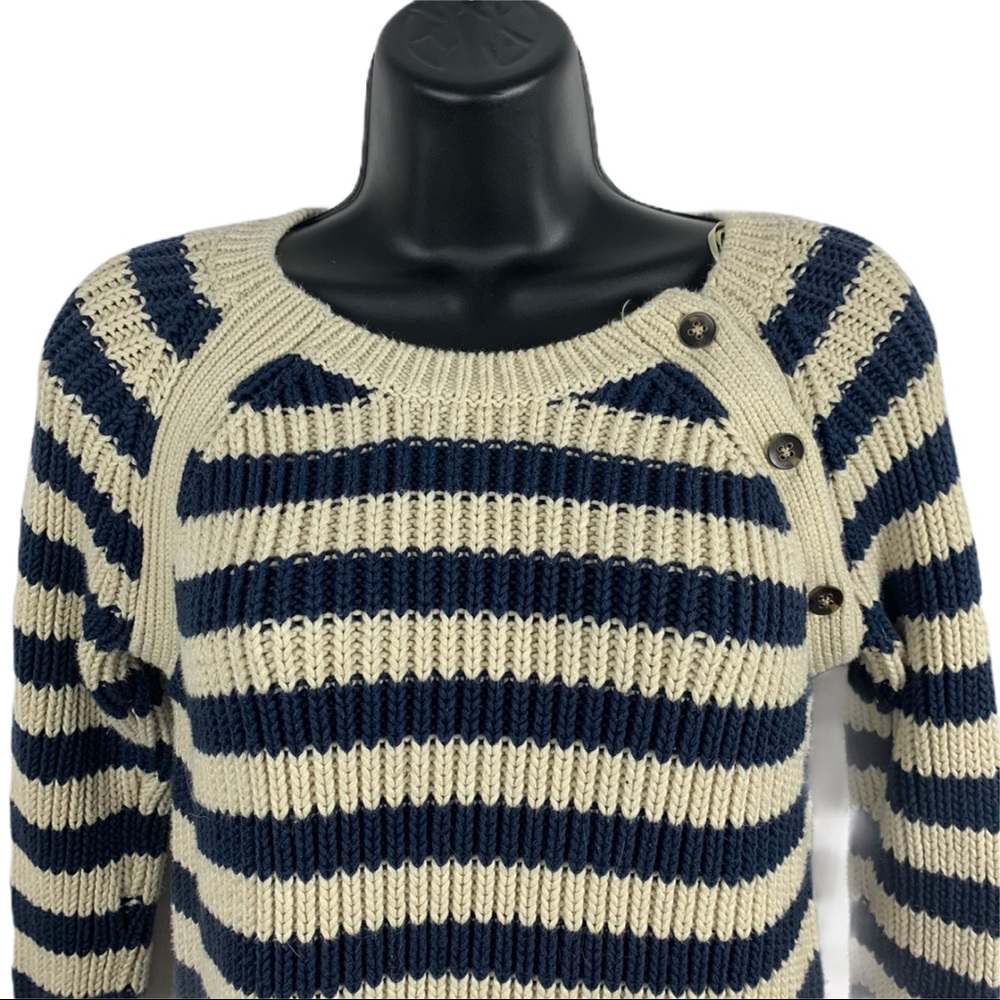 PattersonJ Kincaid striped cream blue sweater top